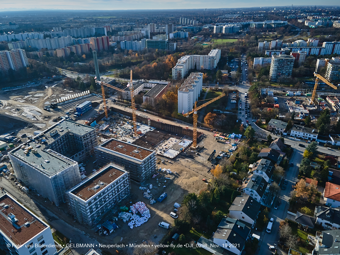 19.11.2021 - Luftbilder von der Baustelle Alexisquartier und Pandion Verde in Neuperlach 19.11.2021 - Luftbilder von der Baustelle Alexisquartier und Pandion Verde in Neuperlach